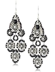 Miguel Ases Jet and Sterling Silver Small Station Dangle Earrings