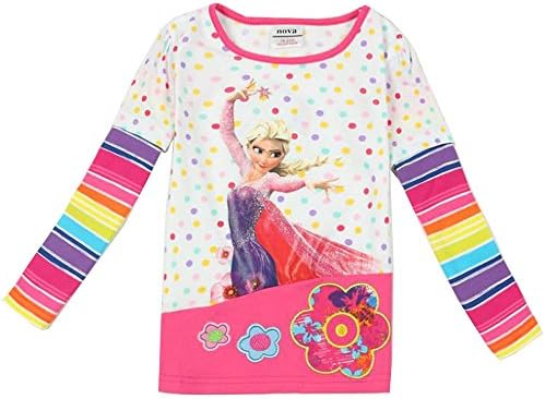 Frozen T Shirt Girls Clothing Fashion Big Flower Printed Long Sleeve T Shirt