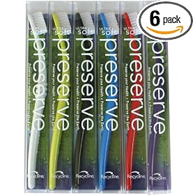Preserve Toothbrushes, Ultra Soft Bristles, 6-Count Package