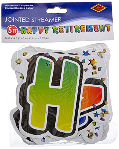 Beistle 55726 Happy Retirement Streamer – 12,7 X 152 Cm, Bunter Pappkarton-Luftschlangen Für Rentenfeiern