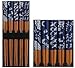 Happy Sales HSCH86/S, 5 Pairs of Origami Design Blue and White Wooden Chopsticks