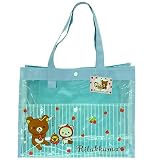 リラックマ《イチゴ柄》ビニールトートバッグ【ブルー】☆キャラクタープールレジャーBAG通販☆