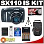 Canon PowerShot SX110 IS 9.0MP Digital Camera (Black) + 4GB SD Card + Precision Design Accessory Kit