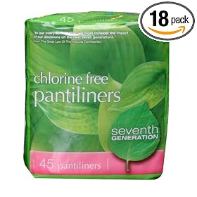 Seventh Generation Chlorine Free Pantiliners, 45-count Packages (Pack of 18) (810 pantiliners)
