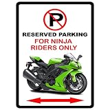 Kawasaki Ninja Motorcycle Cartoon No Parking Sign
