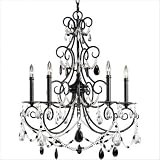 Midnight Waltz Five Light Candle Chandelier in Black Lacquer with Optional Shades