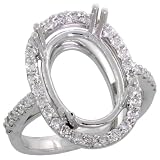 14k White Gold Semi-Mount Oval-shaped Diamond Ring, w/ 0.73 Carat Brilliant Cut Diamonds, 13/16 (20mm) wide