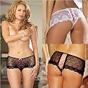 Crotchless French Knickers Panties in Plus Sizes 1X/2X 3X/4X White/Pink Black/Pink
