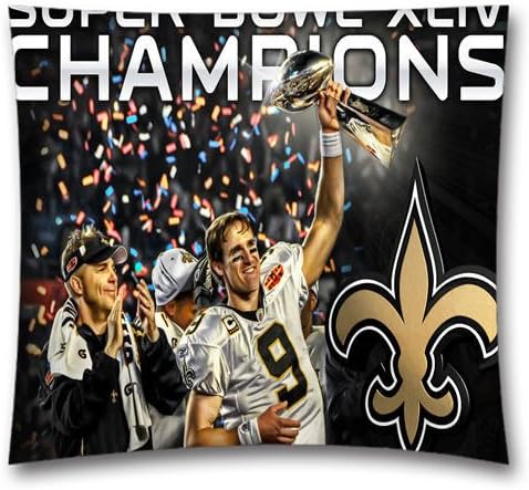 NFL Throw Pillow Cushion Covers, New Orleans Saints Square Decorative Throw Pillowcases, Pure Cotton, Bedding, Sofa, Couch, Size: 18x18 inches (45x45 cm) Ball Game Theme 2663