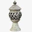 EXP Handmade Natural Clay Jar Garden Lantern / Hurricane Lamp / Candleholder In Moss Green