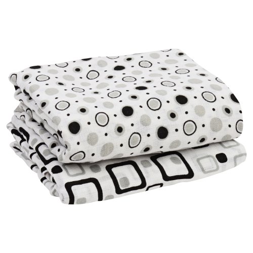 juDanzy Geometric Black Gray 100 Cotton Swaddle Set of 2 Large 45 X45 Muslin Baby Girl or Boy