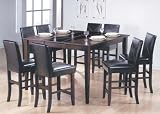 9pc Counter Height Dining Table & Stools Set Dark Walnut Finish
