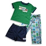 Wonder Kids - Infant And Toddler Boys 3 Piece Short Sleeve Pajamas, Green, Blue