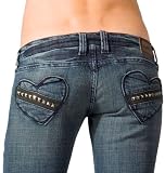 FRANKIE B Jeans Premium Denim Kato Heart 6 Ultra Lowrise Cat Womens