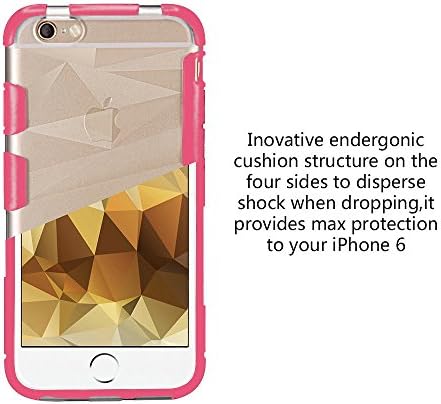 iPhone 6 Case, NewPlus [Diamond Series] + [Tempered Glass Screen = Best LCD Protector] Ergonomic Design SUPERIOR PROTECTION Scratch Resistant Hybrid Hard Bumper Slim Case with Great Grip for iPhone 6 (4.7) - (Hot Pink)