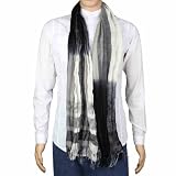 Patterned Long Scarf Unisex Lightweight Silk Wool Linen Blend Fabric 19 x 67 IN