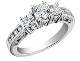 Diamond Engagement Anniversary Three Stone Ring 1/2 Carat (ctw) in 14K White Gold (Certified)
