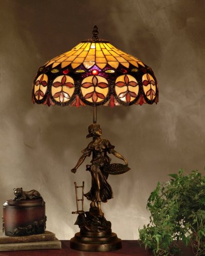 Baroque Tiffany Table Lamp Girl-basket Bas