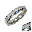 Stainless Steel Blue and Sparkle Silver "You are always in my heart" 4mm Band Ring - Women