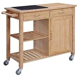 Bamboo Kitchen Island with Granite Top