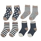 【ノーブランド 品】4ペア　赤ん坊　幼児　男の子　女の子　柔らかい　綿　靴下　ストライプの靴下　３種類　３サイズ - XS, 青