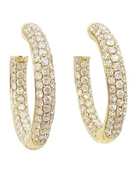 Women 14k Yellow Gold 1.03ctw diamond Hoop earring 54 LE286Y Size 3.65