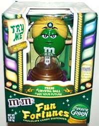 Official M&M's Chocolate Candies Limited Edition Collectible, Madame Green Fun Fortunes Chocolate Candy Dispenser (1 Each) Plus 1 Bag of All Green M&M's