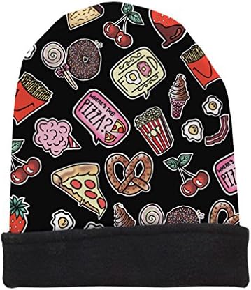 CHIC Women Men Winter Black Food Beanies 3D Print Unisex Hip Hop Hat