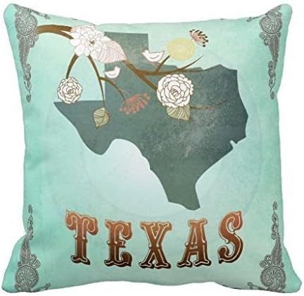 Modern Vintage Texas State Map Turquoise Blue Throw 18*18 pillow Case