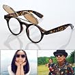 1 Pair Unique Retro Steampunk Design Costume Round Glass Flip Up Clear Lens Golden Frame Brown Sunglasses Glasses Eyewear Lens For Costume Play