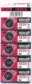 Maxell Micro Lithium Cell Battery CR2016 for Watches and Electronics (5 Pack)