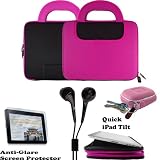 Deluxe Nylon & Neoprene Flip Book Jacket/Folio for Apple iPad 3G tablet/Wifi model 16GB, 32GB, 64GB + Includes a 4-inch eBigValue (TM) Determination Hand Strap + iPad Touch Anti Glare Screen Protector Guard (Compatible with all Versions of iPad) + Also includes a set of Fashion Earbud Headset Headphones 3.5mm Jack In-Ear Stereo + Includes an earphone case Clamshell Style with Zipper Enclosure, Inner Pocket, and Durable Exterior!