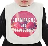 Sweet Champagne And Strawberies ネクタイを有する有機ビブ Medium