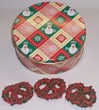 Scott's Cakes 1 lb. White Chocolate Covered Pretzel with Christmas Jimmies in a Snowman Tin