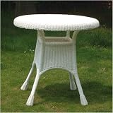 North Cape Resin Wicker 30 Inch Round K/D Dining Table With Glass Top BASE AND WOVEN TOP