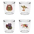 Patchwork Animals 12 oz Double-Old-Fashioned Insulated Beverage Tumblers Set, Clear (4 designs)