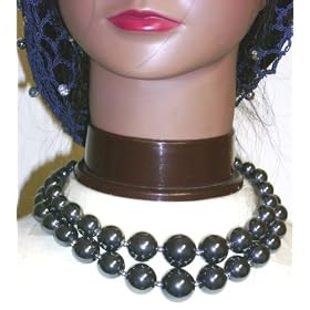 Click here to buy Two Strand Onyx Black Cultured Pearl Necklace for Women and Teens with Matching Earrings by Gita.