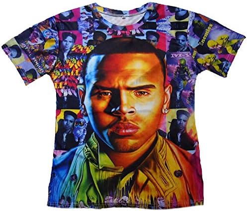 GIGA Womens Mens Big face Chris Brown 3d T Shirts Short Sleeve Cool tops