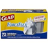 Glad Forceflex Tall Kitchen Quick-Tie Trash Bags, 13 Gallon, 72 Count (Pack of 6)