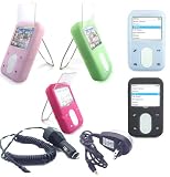 Creative Lab ZEN Vision M Accessory Silicone Skin Case W/stand (6 Color Option) Fits 30gb + Bonus Car Charger for Creative Lab Zen Vision:m + Travel/home Charger for Zen Vision:m