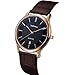 Tophill Sf210 Men's Slim Classic Quartz Watch Brown Leather Black Dial Rose Gold Case