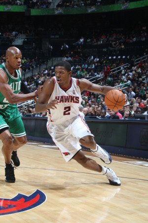 Boston Celtics v Atlanta Hawks: Joe Johnson and Ray Allen Photographic Poster Print by Scott Cunningham, 28x42