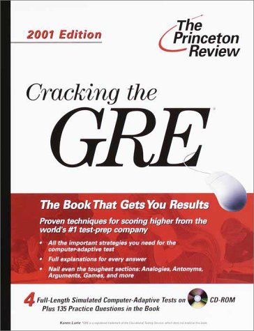 cracking the gre with cd rom 2001 edition cracking the gre with sample tests on dvd