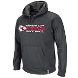 NFL Men's Kansas City Chiefs Gridiron Hood III Adult Long Sleeve Hooded Fleece Pullover (Charcoal Marled/Black, Small)