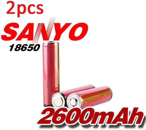2pcs Sanyo 18650 Protected 3.7v 2600mAh Rechargeable Battery