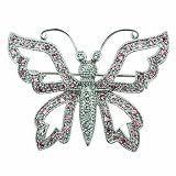 Sterling Silver Filigree pave Pink cz and Simulated Diamond cz Butterfly Pin
