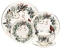 Lenox Winter Greetings 20-Piece Gold-Banded China Dinnerware Set, Service for 4