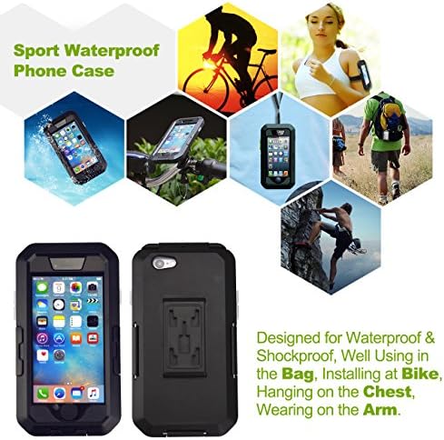 Mostfeel Sport Waterproof Dustproof Shockproof iPhone 6s plus/6 Plus Case with Bike Mount Armband Buckle-Black