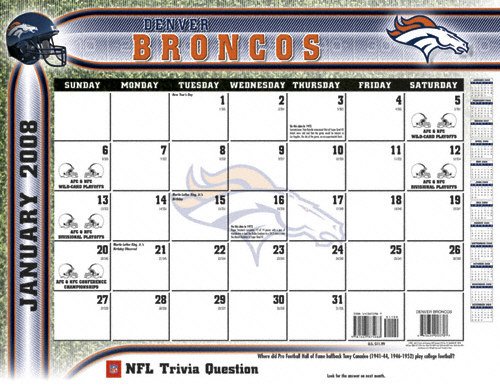 Denver Broncos 2008 Desk Calendar