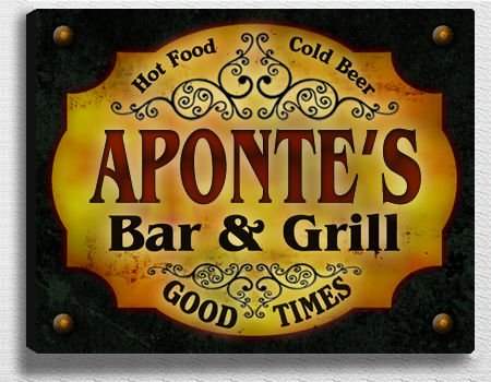 Aponte's Bar & Grill 14'' x 11'' Collectible Stretched Canvas (family gift ideas)